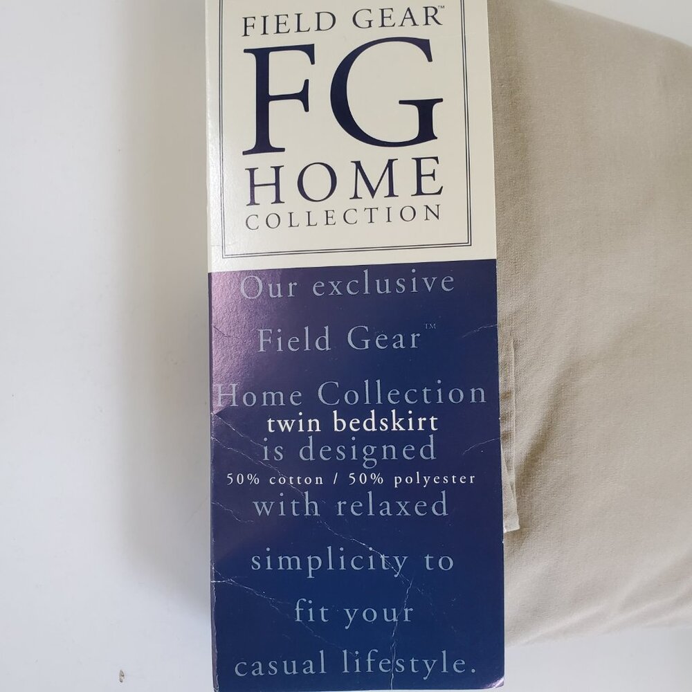 Field Gear Khaki Twin Size Bedskirt Percale Machine Washable 15" Drop USA